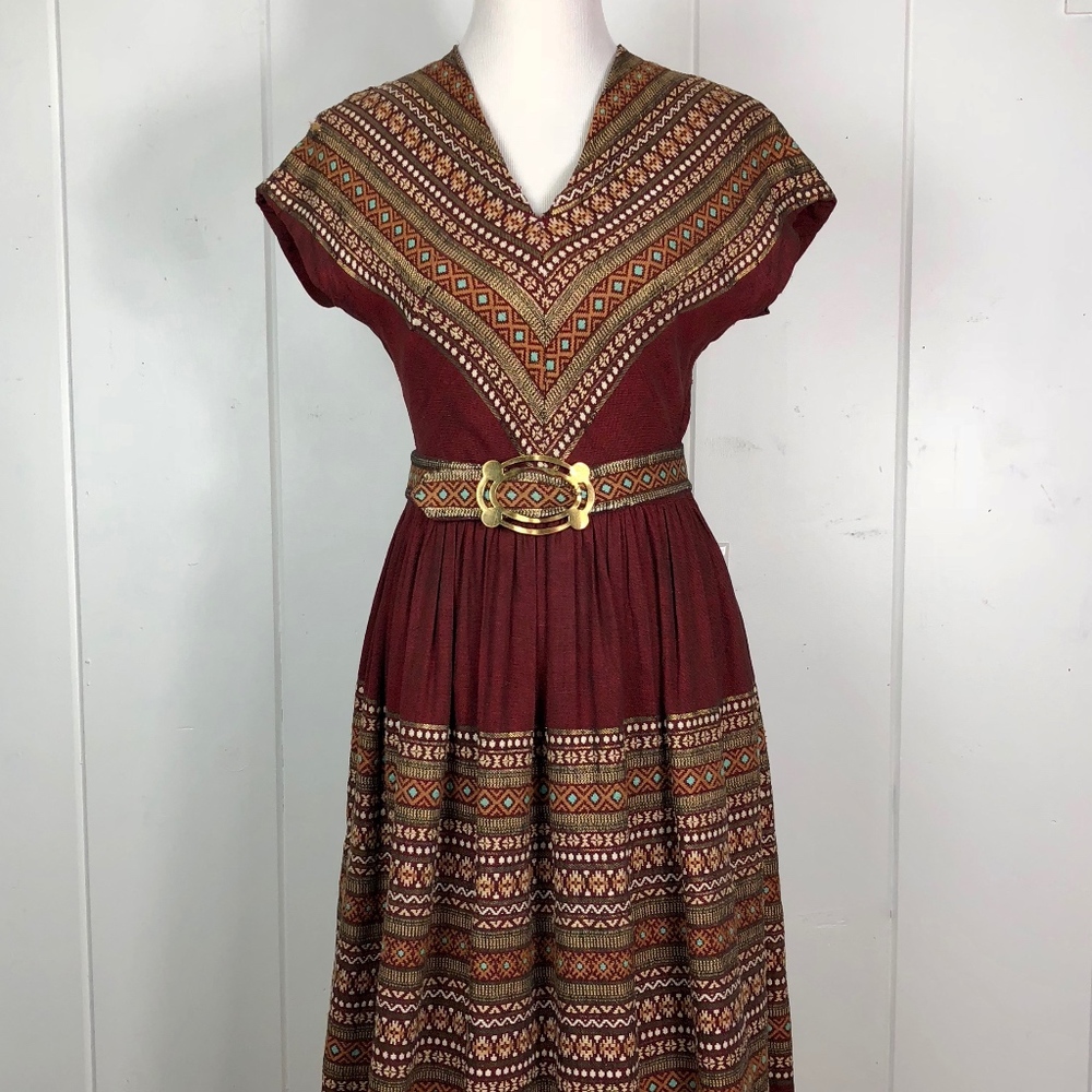Vintage Embroidered Boho Folk Dress sz: sml
